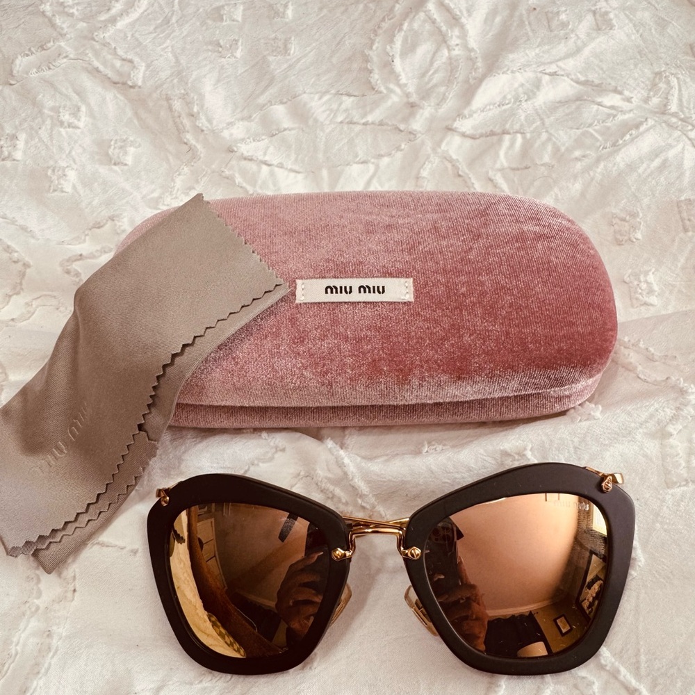 Miu Miu Black Sunglasses with Gold Accents